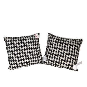 Set of 2 Ashland Black & White Houndstooth 15" Throw Pillows NWT Plush Back